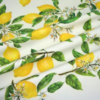 Dekostoff Panama Zitronen Lemons Ecru